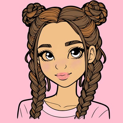 realistic girl with braids