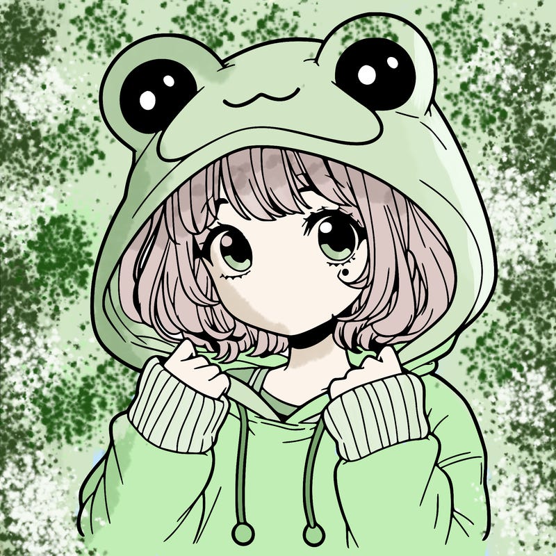 a cute teenage girl wearing a frog hoodie