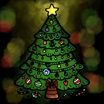 christmas tree with lots of details