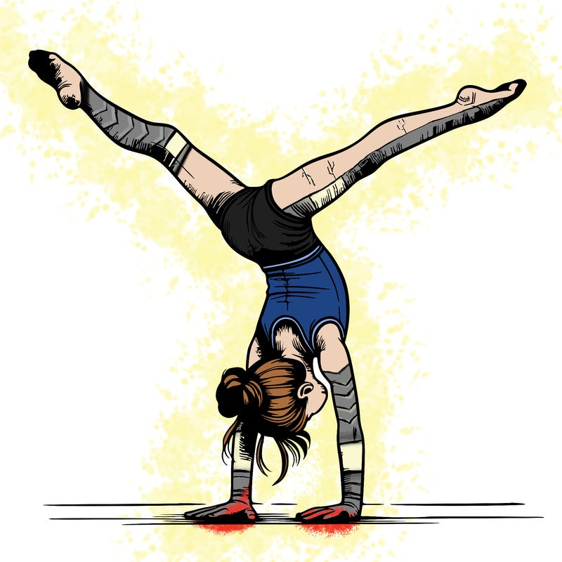realistic gymnastic hand stand girl in four splits