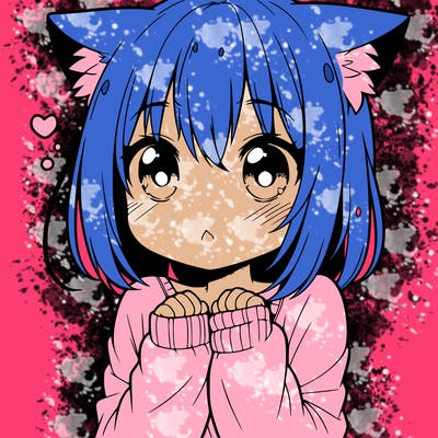 shy anime catgirl