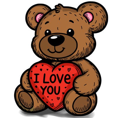 teddy bear holding an i love you heart