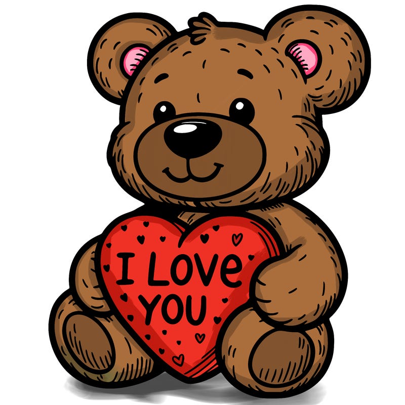 teddy bear holding an i love you heart
