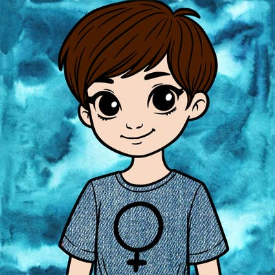 girl with pixie cut and feminist shirt