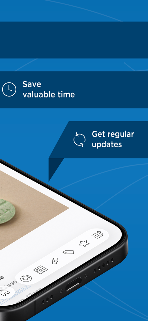 Interface do aplicativo Nursing Central em um smartphone destacando recursos de economia de tempo e atualizações regulares