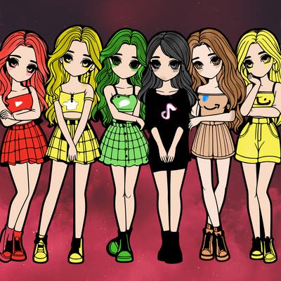 a group of girls realistic