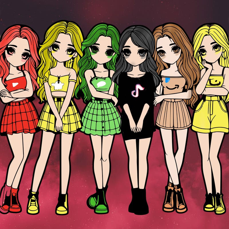 a group of girls realistic