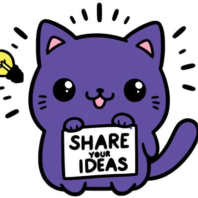 a cute cat saying share your ideas