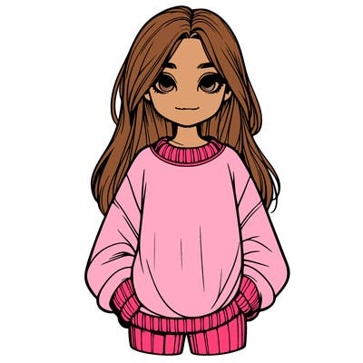 realistic girl with baggy jumper