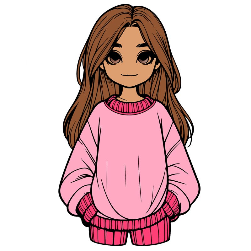 realistic girl with baggy jumper