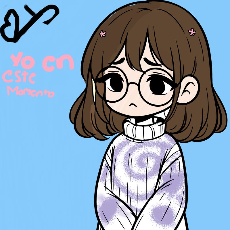 sad girl with glasses in a sweater