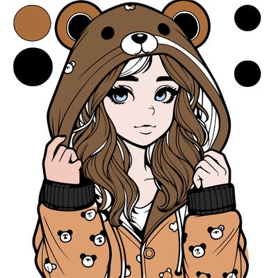 realistic girl in a animal pjs hoodie