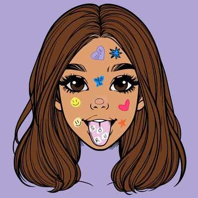 realistic girl with her tongue out