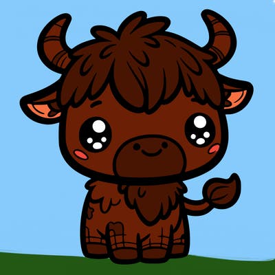 happy cute highland cow