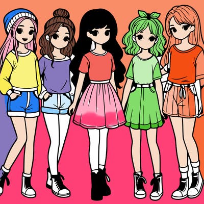 a group of five girls