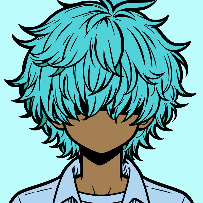 manga boy fluffy hair covering his eyes