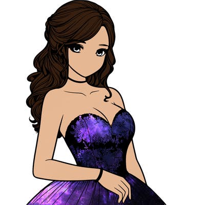 realistic girl in prom dress