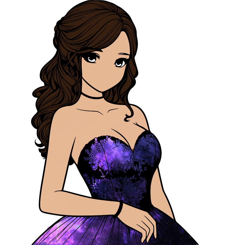realistic girl in prom dress