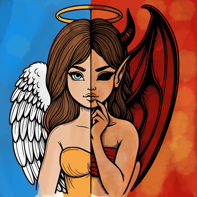 realistic angel half demon