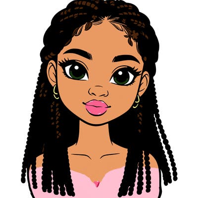 a realistic black girl with braids