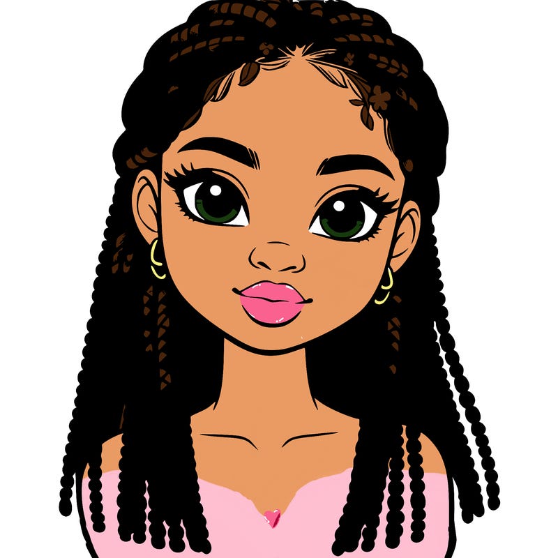 a realistic black girl with braids