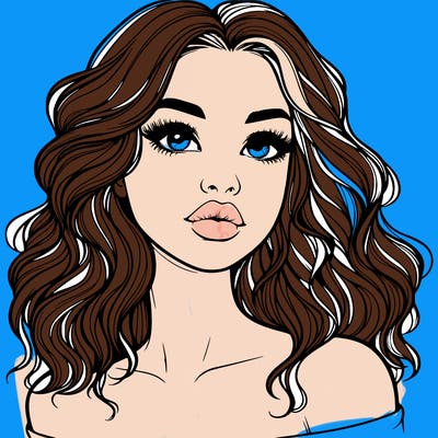 realistic girl with wavy hair and lips