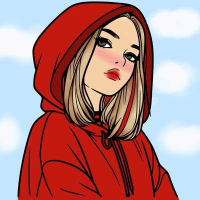 a realistic girl in a hoodie