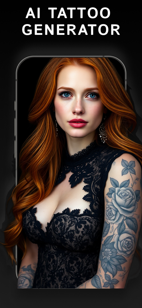 Design de tatuagem de manga floral de rosa gerado por IA no braço de uma mulher