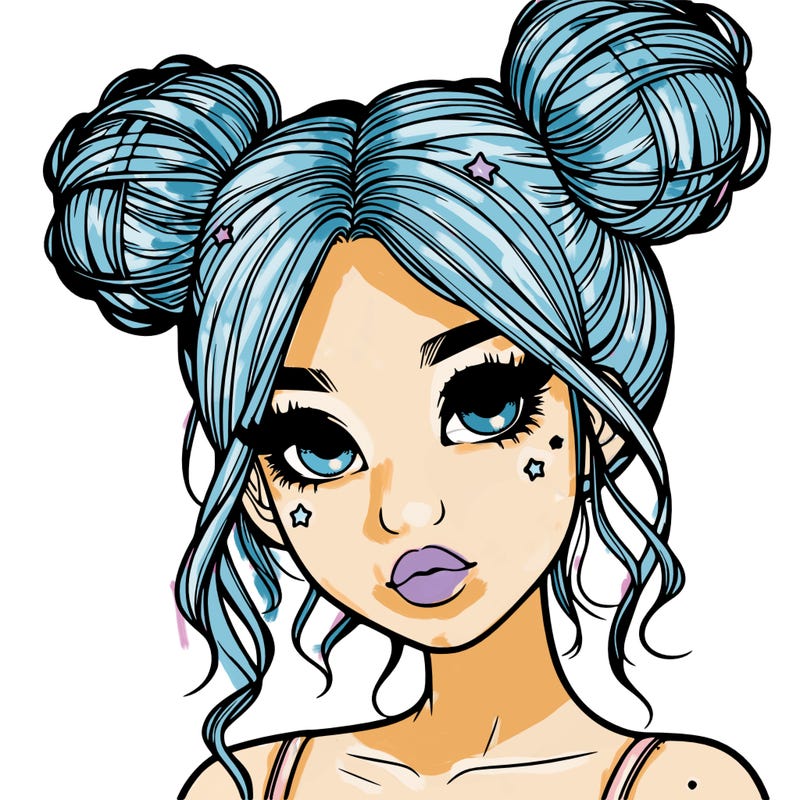 realistic girl with space buns