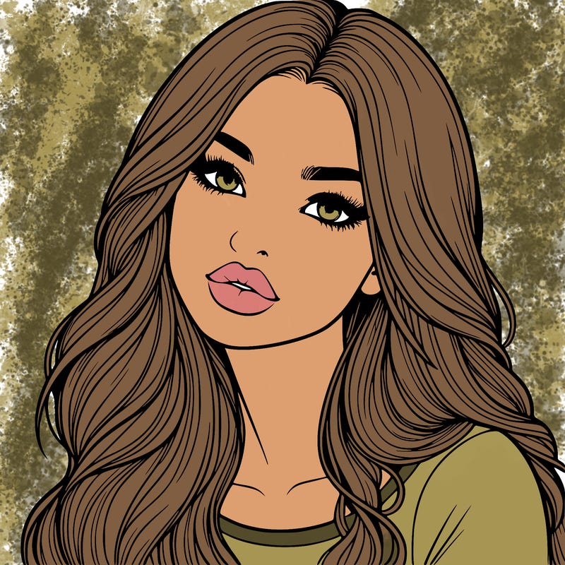 realistic girl with hair on her hair and lips
