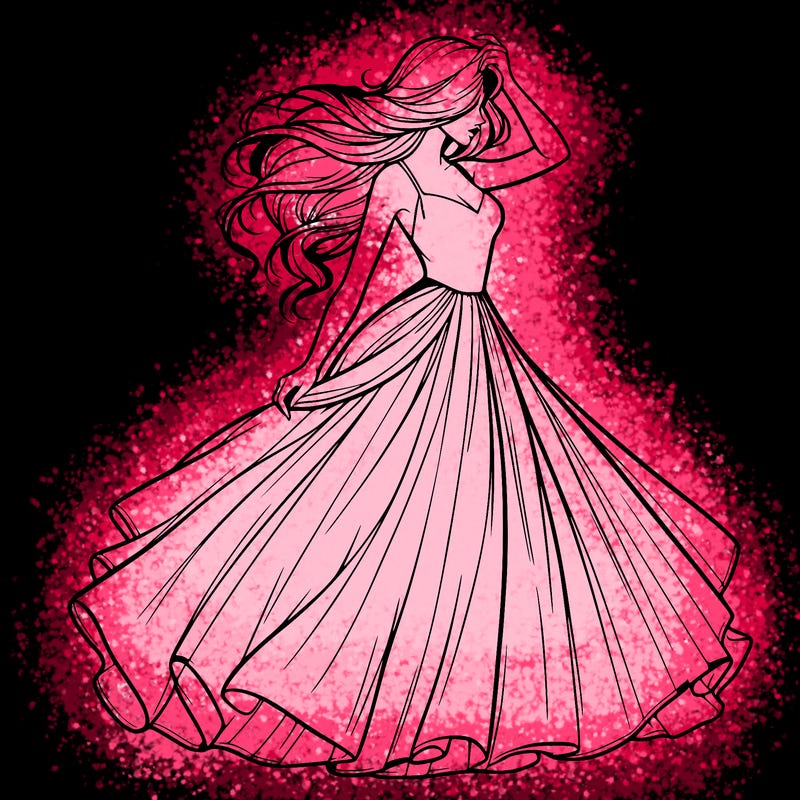 realistic woman with dress flowing in the wind