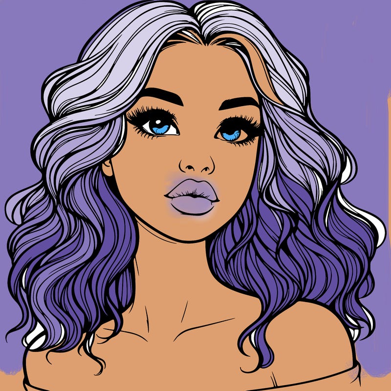 realistic girl with wavy hair and lips