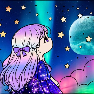 girl looking at the stars