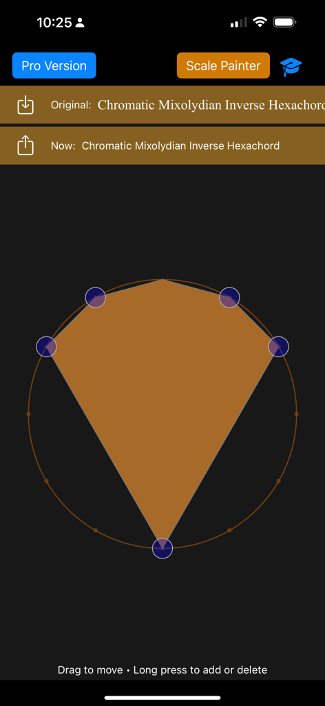 Tessitura Pro Scales - Visualización geométrica de escalas musicales en la herramienta Scale Painter de la aplicación Tessitura Pro Scales
