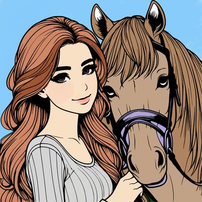 realistic girl with horse