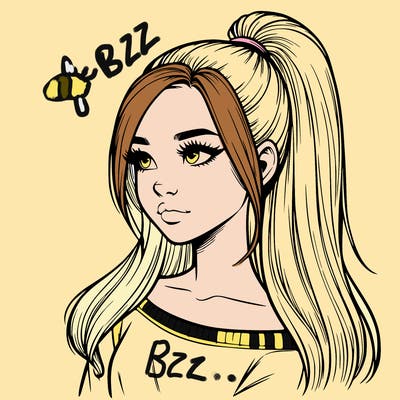 realistic girl with a high ponytail