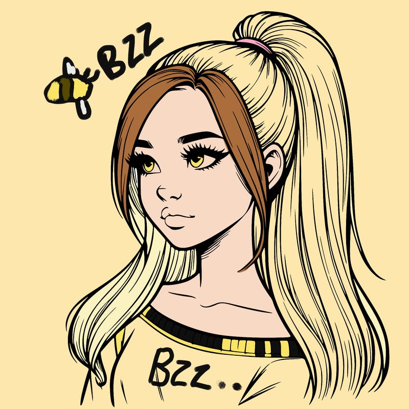 realistic girl with a high ponytail
