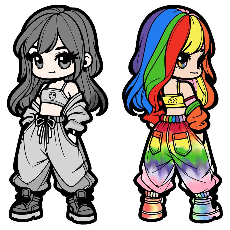 girl in crop top and baggy pants