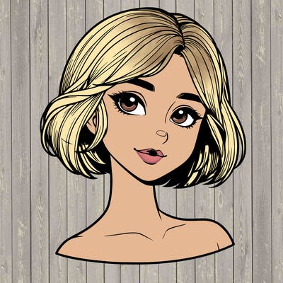 realistic girl with short hair