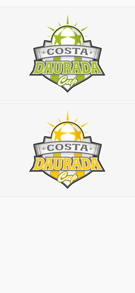 CostaDauradaCup - Two versions of the Costa Daurada Cup soccer tournament logo in green and yellow.