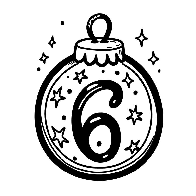 christmas ball with the number 6