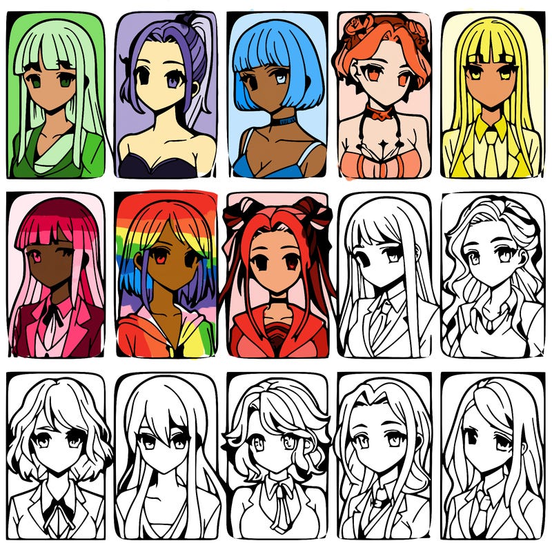 girls that look diffrent anime