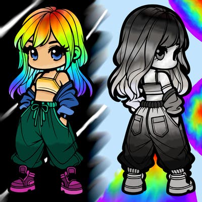 girl in crop top and baggy pants