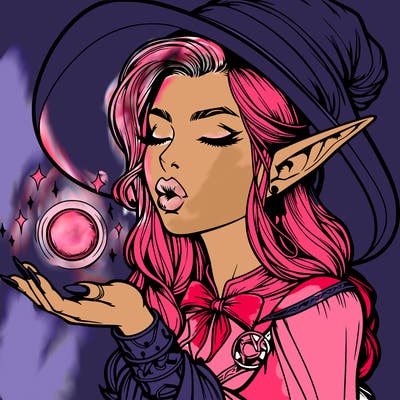 realistic elf casting a spell with lips