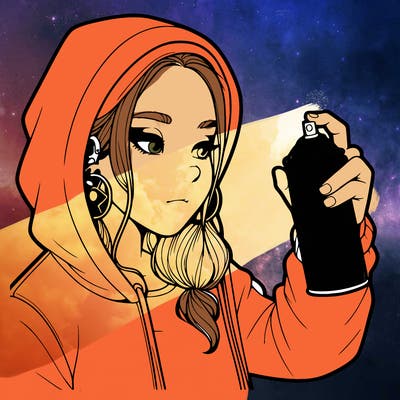 a realistic girl, spray painting