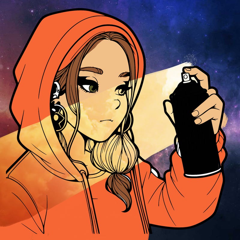 a realistic girl, spray painting