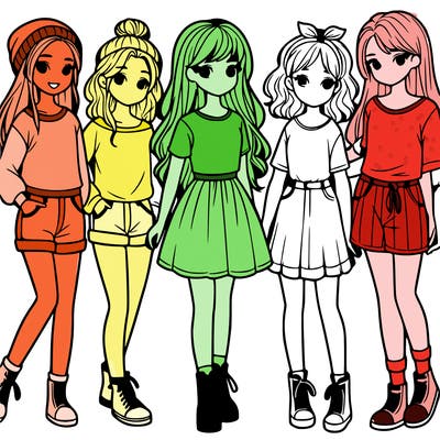 a group of five girls