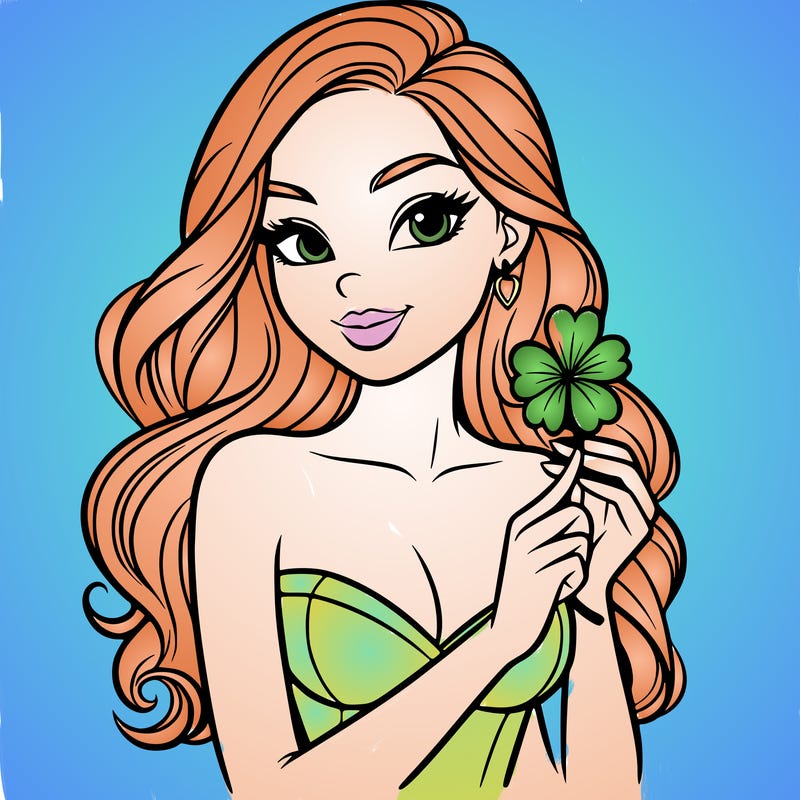 beautiful woman  carrying a clover