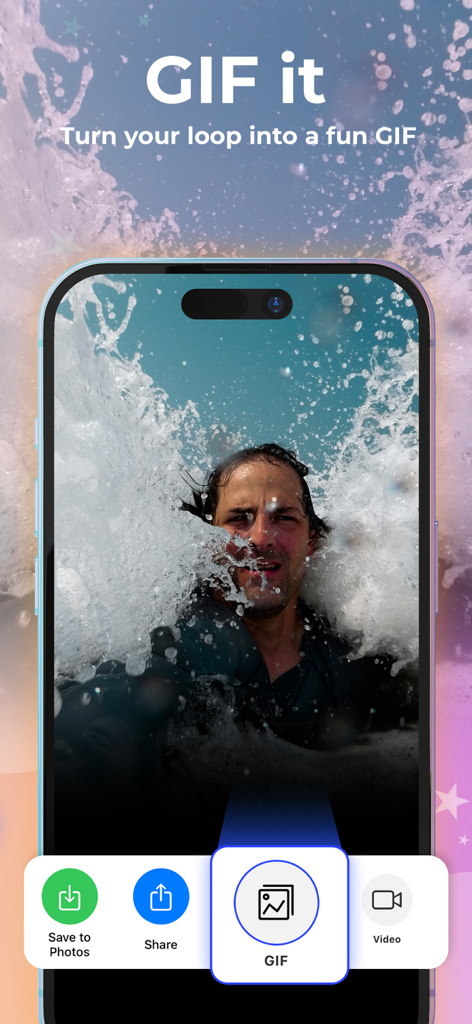 Boomerang Video Maker - Boomerang Video Maker app interface displaying the GIF creation tool and sharing features