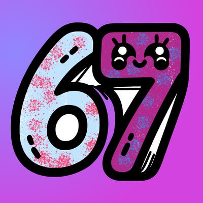 the numbers 67